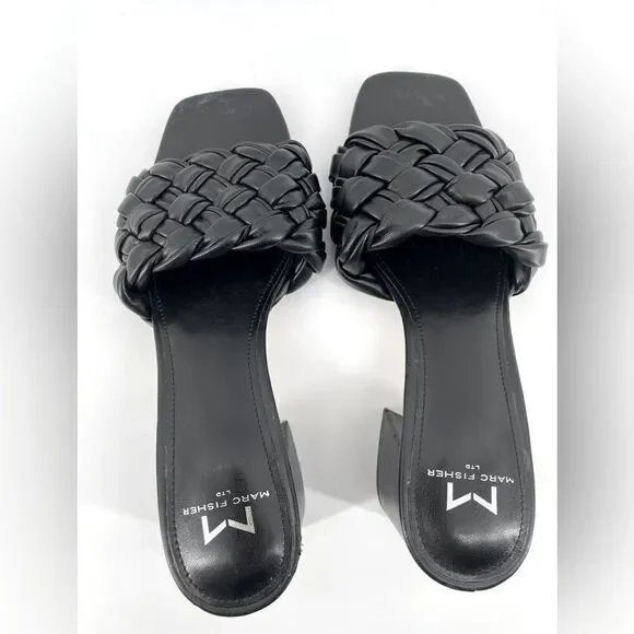 Marc Fisher LTD Nahea 2 Women’s Black Leather Block Heel Sandals Size 6.5 - Picture 6 of 8